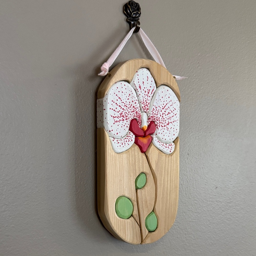 Floral Wall Hanging with Pink Orchid Design - Picture 2 of 5